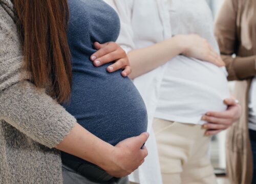 Photo of three pregnant women's bellies