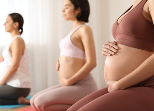 Photo of pregnant women doing yoga